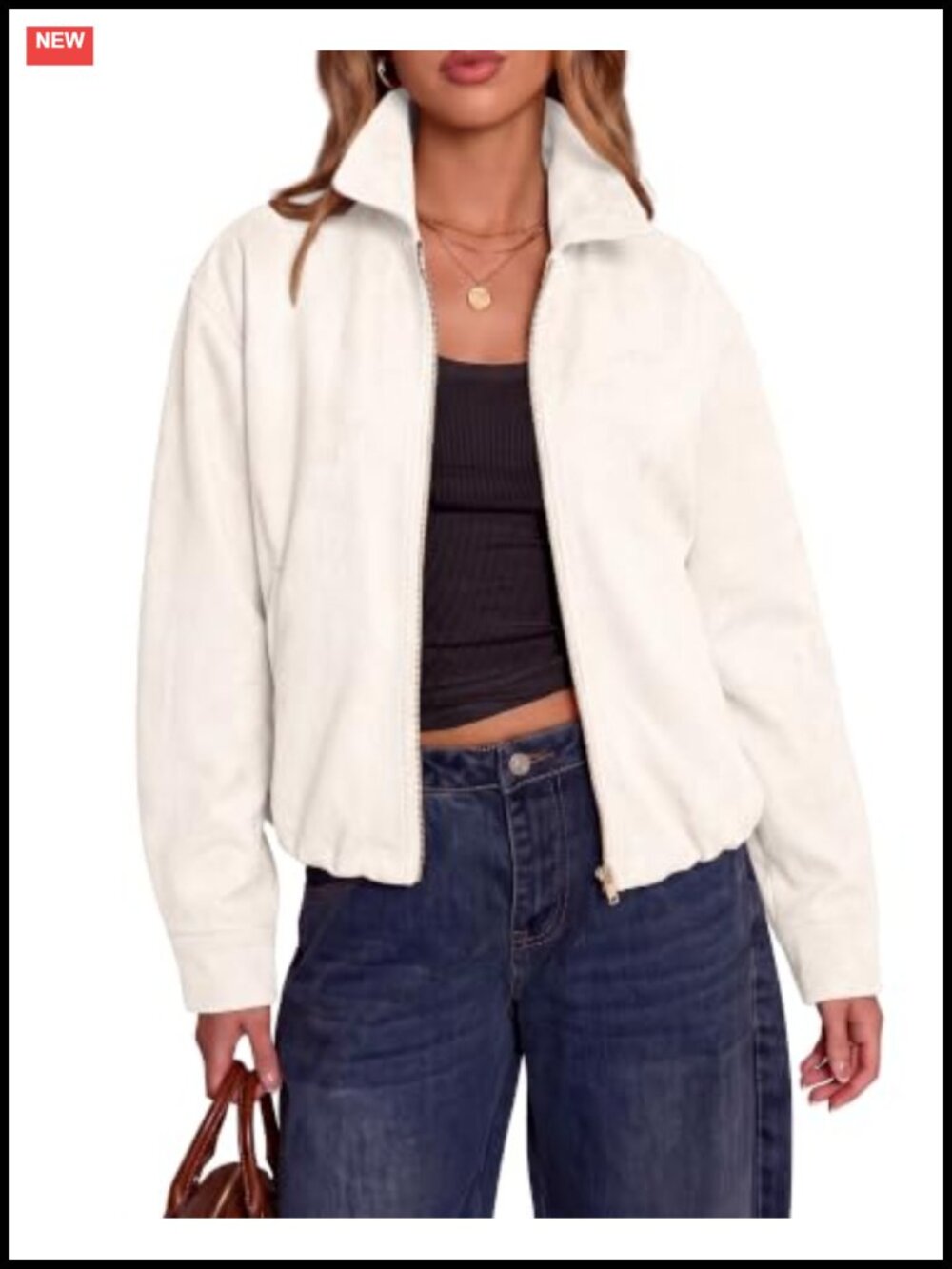 Faux Suede Jacket Womens Oversized Cropped Fall Zip Front Coat